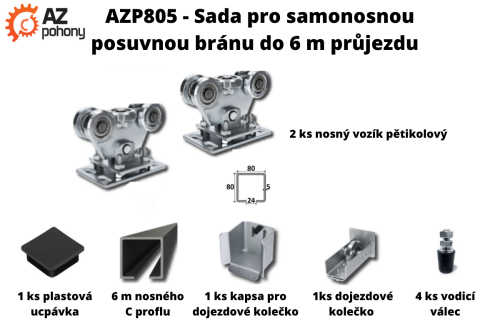AZP805 - sada pro samonosnou posuvnou bránu až do 5,5 m průjezdu, DOPRAVA ZDARMA!